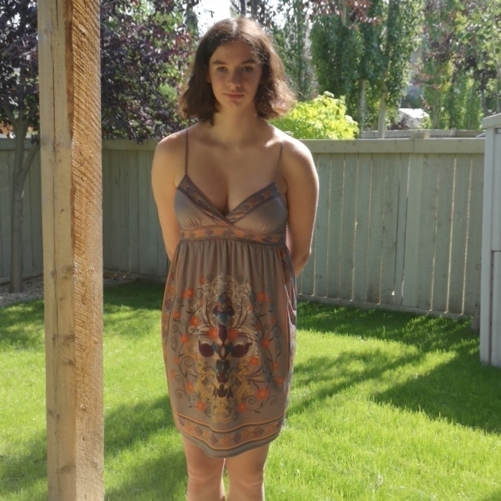 FLYING Tomato Grey Art Nouveau Print Dress Small